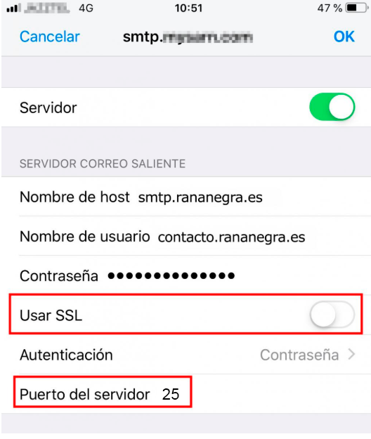 Configurar SSL en correos Iphone